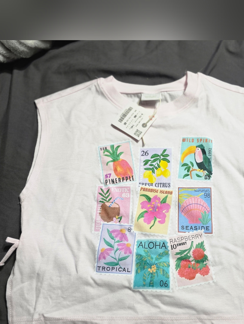 Zara Aloha Sun Graphic Tee Girls Flower Print Pink Shirt Size 9-10 NWT